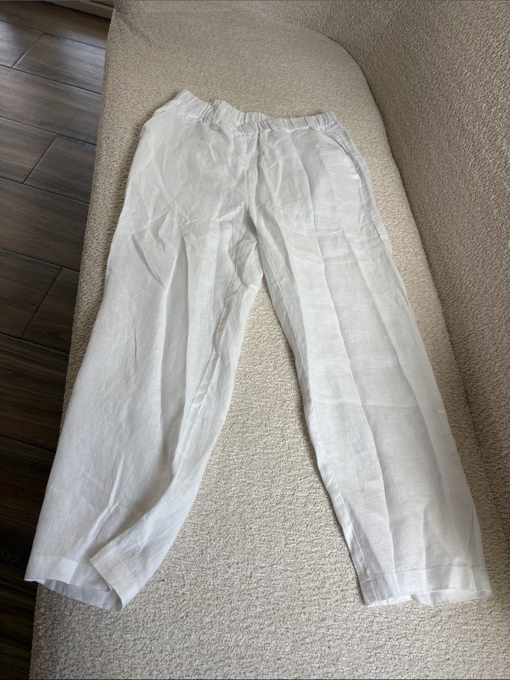 Quince White Linen-Blend Women's Relaxed Chinos